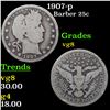 Image 1 : 1907-p Barber Quarter 25c Grades vg, very good