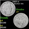 Image 1 : 1907-o Barber Half Dollars 50c Grades g, good