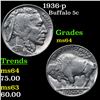 Image 1 : 1936-p Buffalo Nickel 5c Grades Choice Unc