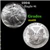 Image 1 : 1994 Silver Eagle Dollar $1 Grades GEM+++ Unc