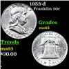 Image 1 : 1953-d Franklin Half Dollar 50c Grades Select Unc