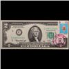 Image 2 : 1976 $2 Federal Reserve Note 1st Day of Issue, with Stamp Grades Choice AU/BU Slider