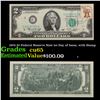 Image 1 : 1976 $2 Federal Reserve Note 1st Day of Issue, with Stamp Grades Gem CU