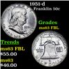 Image 1 : 1951-d Franklin Half Dollar 50c Grades Select Unc FBL