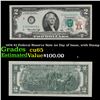 Image 1 : 1976 $2 Federal Reserve Note 1st Day of Issue, with Stamp Grades Gem CU