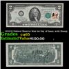 Image 1 : 1976 $2 Federal Reserve Note 1st Day of Issue, with Stamp Grades Gem CU