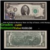 Image 1 : 1976 $2 Federal Reserve Note 1st Day of Issue, with Stamp Grades Gem+ CU