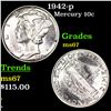 Image 1 : 1942-p Mercury Dime 10c Grades GEM++ Unc