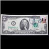 Image 2 : 1976 $2 Federal Reserve Note 1st Day of Issue, with Stamp (Philadelphia, PA) Grades Choice AU/BU Sli