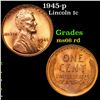 Image 1 : 1945-p Lincoln Cent 1c Grades GEM+ Unc RD
