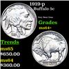 Image 1 : 1919-p Buffalo Nickel 5c Grades Choice+ Unc