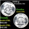 Image 1 : 1950-p Franklin Half Dollar 50c Grades Choice Unc FBL