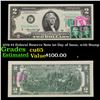 Image 1 : 1976 $2 Federal Reserve Note 1st Day of Issue, with Stamp Grades Gem CU