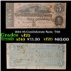 Image 1 : 1864 $5 Confederate Note, T69 Grades vf+
