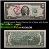 Image 1 : 1976 $2 Federal Reserve Note 1st Day of Issue, with Stamp Grades Gem CU