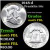 Image 1 : 1948-d Franklin Half Dollar 50c Grades GEM FBL