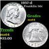 Image 1 : 1957-d Franklin Half Dollar 50c Grades Choice Unc
