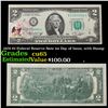 Image 1 : 1976 $2 Federal Reserve Note 1st Day of Issue, with Stamp Grades Gem CU