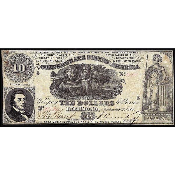 1861 $10 Confederate States of America Note