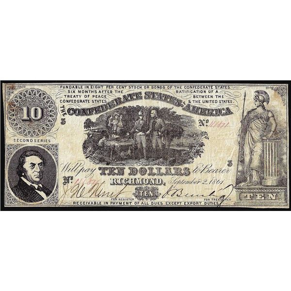 1861 $10 Confederate States of America Note