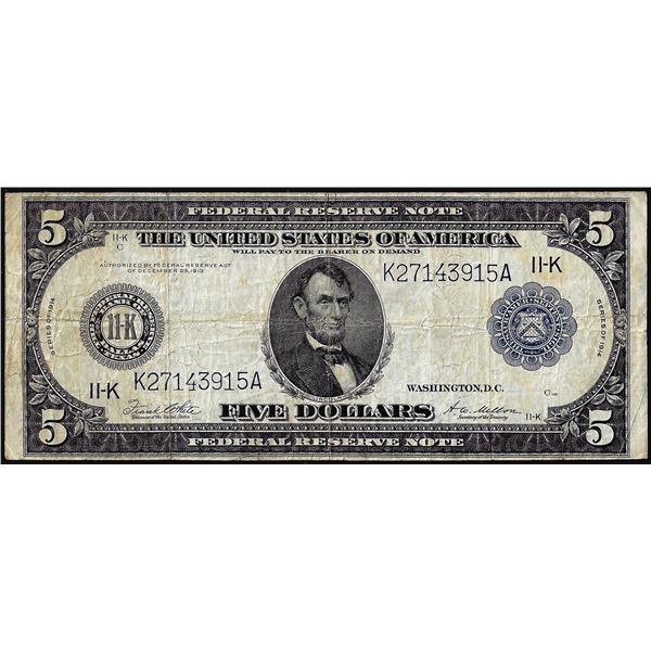 1914 $5 Federal Reserve Note Dallas