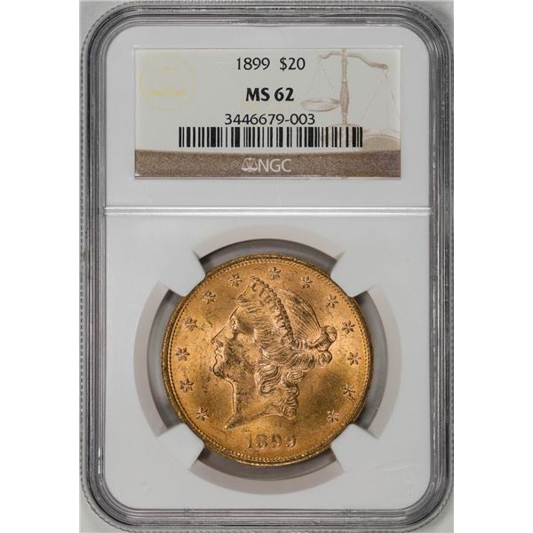 1899 $20 Liberty Head Double Eagle Gold Coin NGC MS62