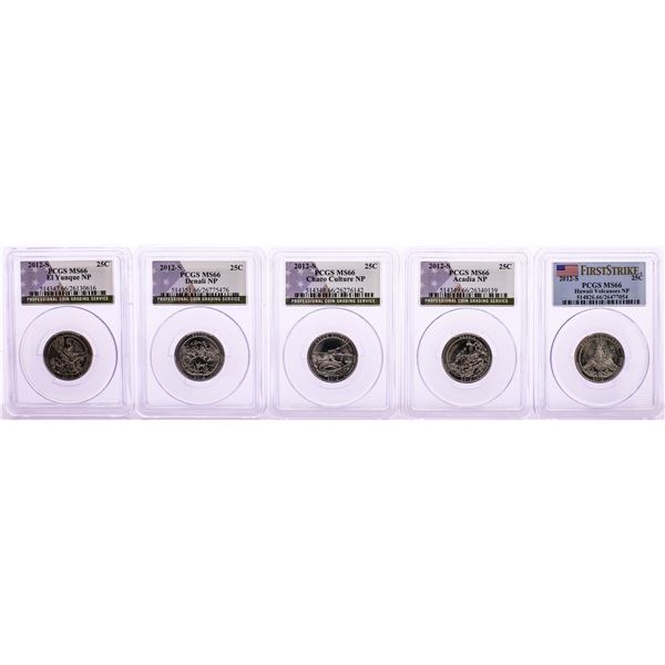 Set of (5) 2012-S National Parks Quarter Coins PCGS MS66