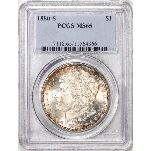 1880-S $1 Morgan Silver Dollar Coin PCGS MS65 Nice Toning