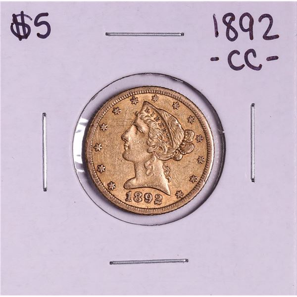 1892-CC $5 Liberty Head Half Eagle Gold Coin