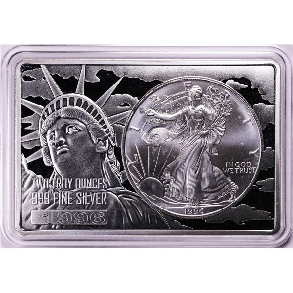 1996 $1 American Silver Eagle Coin & 2oz Silver Bar Set