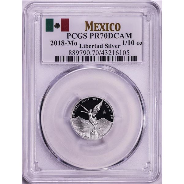 2018-Mo Mexico Proof 1/10 oz Silver Libertad Coin PCGS PR70DCAM