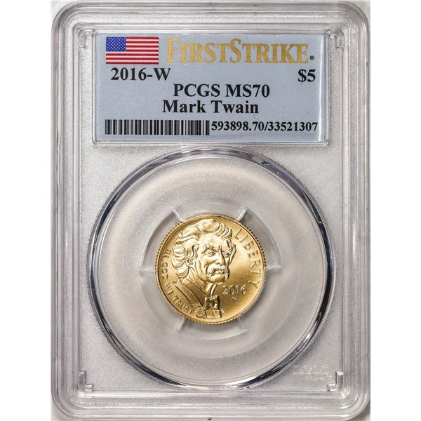 2016-W $5 Mark Twain Commemorative Gold Coin PCGS MS70 First Strike