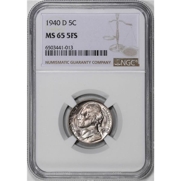 1940-D Jefferson Nickel Coin NGC MS65 5FS