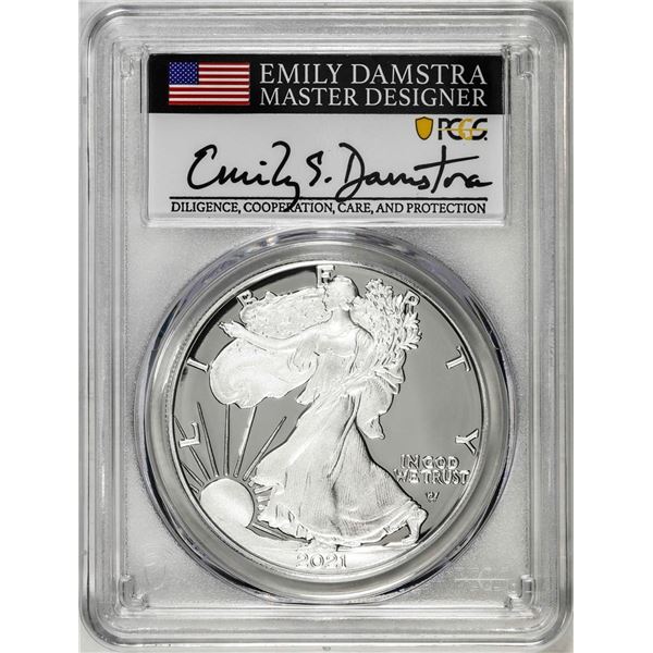 2021-S Type 2 $1 American Silver Eagle Coin PCGS PR70DCAM Emily Damstra Signature FS