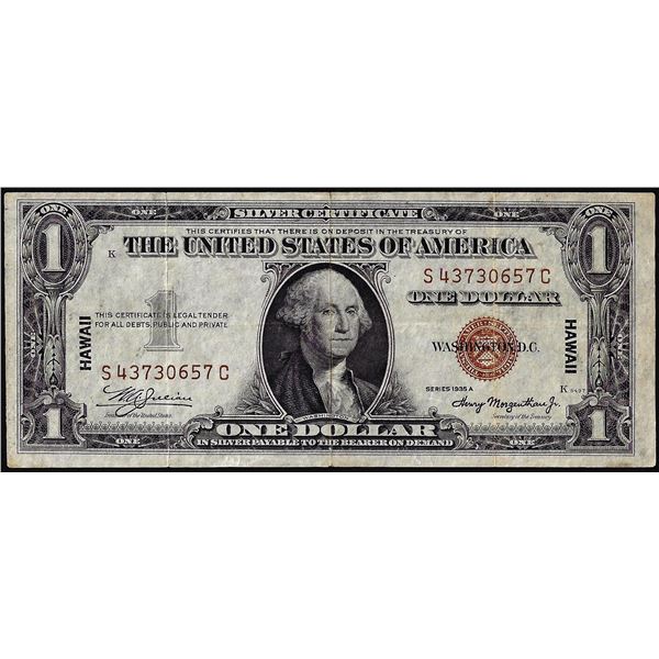 1935A $1 Hawaii WWII Emergency Issue Silver Certificate Note