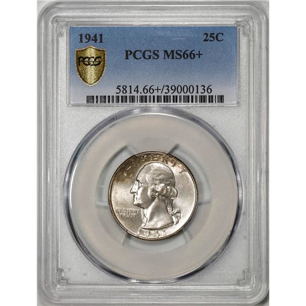 1941 Washington Quarter Coin PCGS MS66+