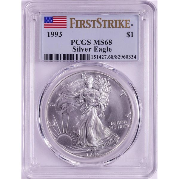 1993 $1 American Silver Eagle Coin PCGS MS68 First Strike