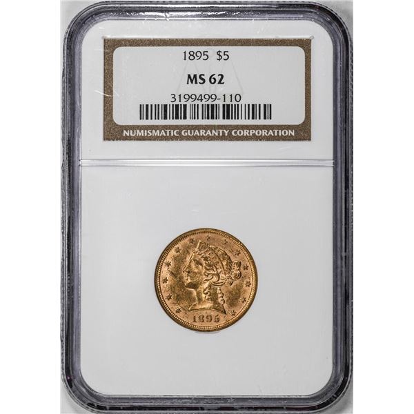 1895 $5 Liberty Head Half Eagle Coin NGC MS62