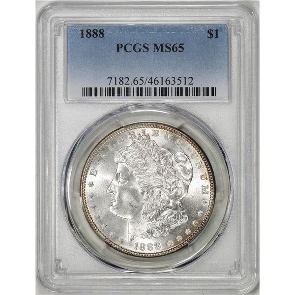 1888 $1 Morgan Silver Dollar Coin PCGS MS65