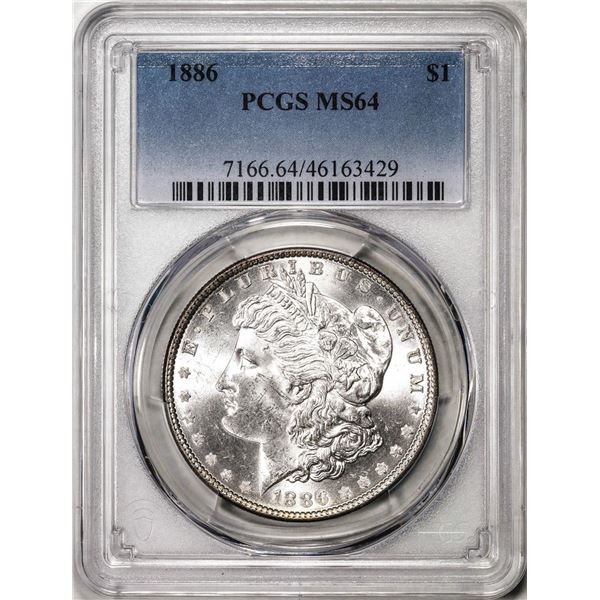 1886 $1 Morgan Silver Dollar Coin PCGS MS64