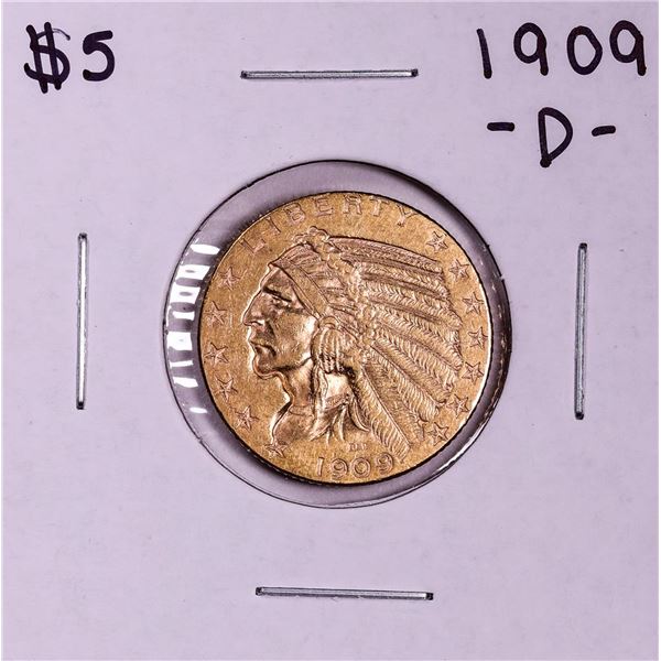 1909-D $5 Indian Head Half Eagle Gold Coin