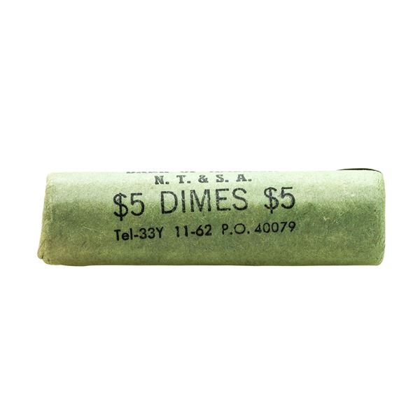 Original Bank Roll of (50) Brilliant Uncirculated 1963-D Roosevelt Dime Coins