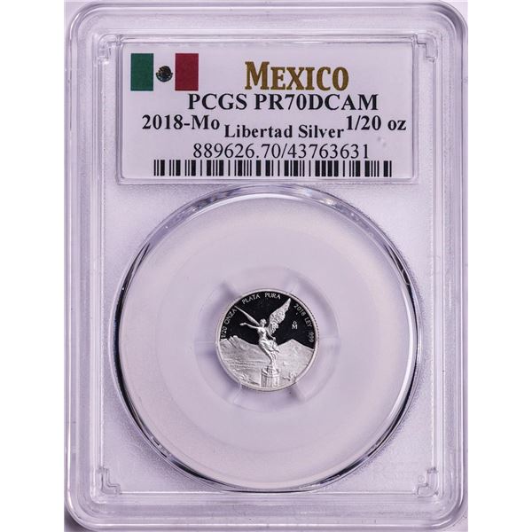 2018-Mo Mexico Proof 1/20 oz Silver Libertad Coin PCGS PR70DCAM