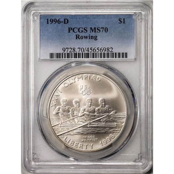 1996-D $1 Olympics Rowing Commemorative Silver Dollar Coin PCGS MS70