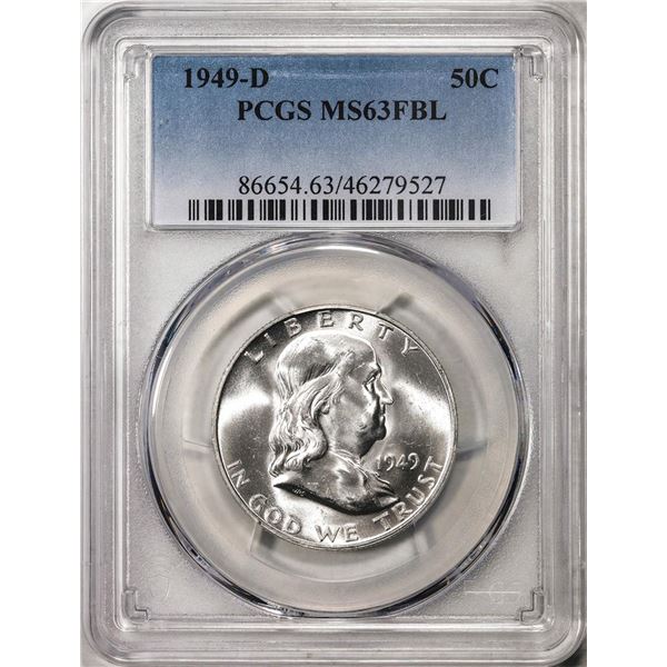 1949-D Franklin Half Dollar Coin PCGS MS63FBL