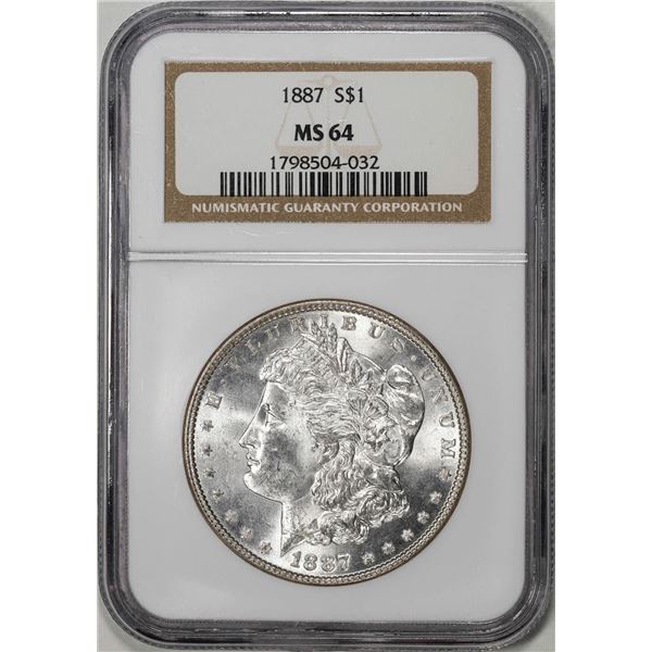 1887 $1 Morgan Silver Dollar Coin NGC MS64