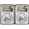 Image 1 : Lot of (2) 2016 China 10 Yuan Silver Panda Coins NGC MS70 First Releases