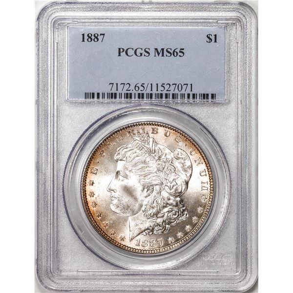 1887 $1 Morgan Silver Dollar Coin PCGS MS65