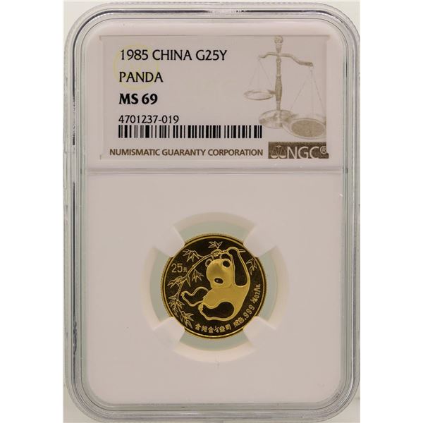 1985 China 25 Yuan Panda Gold Coin NGC MS69