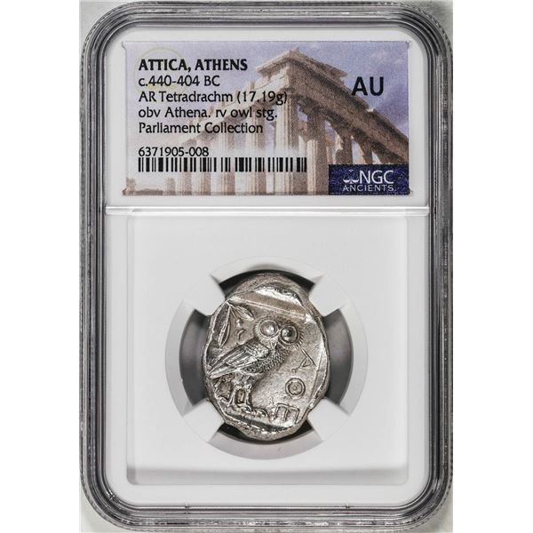 Ancient Greek 440-404 BC Attica Athens AR Tetradrachm Athena Owl Coin NGC AU